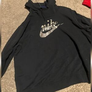 Xxl Crop Black Silver Gold Nike Hoodie Sweatshirt